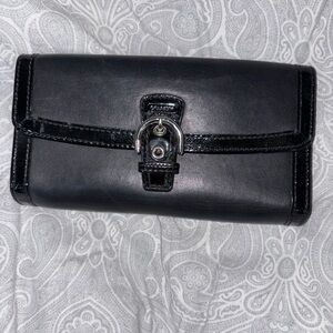 Coach Black Leather Clutch/Wallet with Buckle